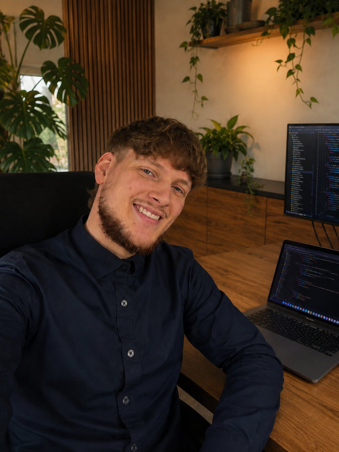 Sebastian Brandes an seinem Arbeitsplatz